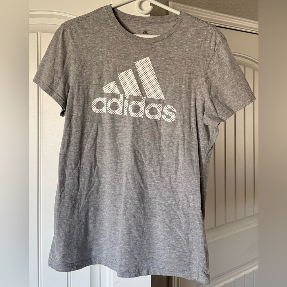 adidas Heather Gray Logo Tee with Black Print